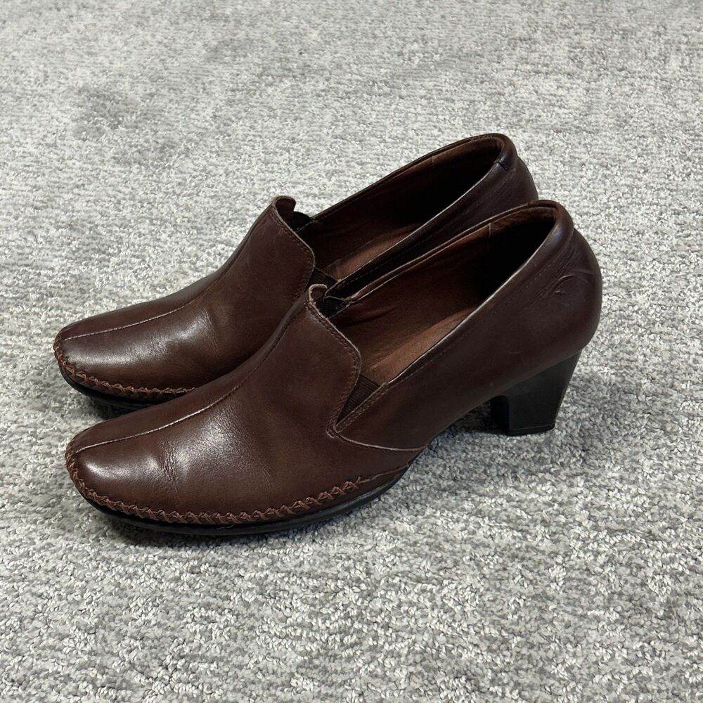 Pikolinos Pumps Womens Size 38 US 7 Brown Leather Heels Stitched Career Office